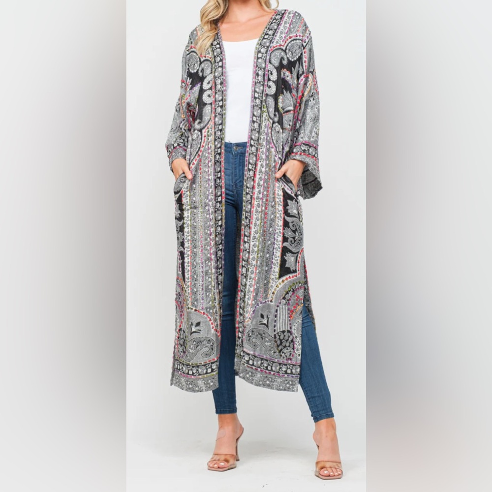 Raj Multicolor Patterned Long Coat